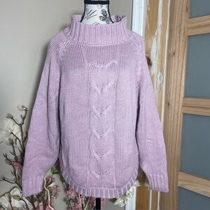 Nanette Lepore Cable Knit Sweater Womens Medium Wool Cashmere Mock Neck Pullover